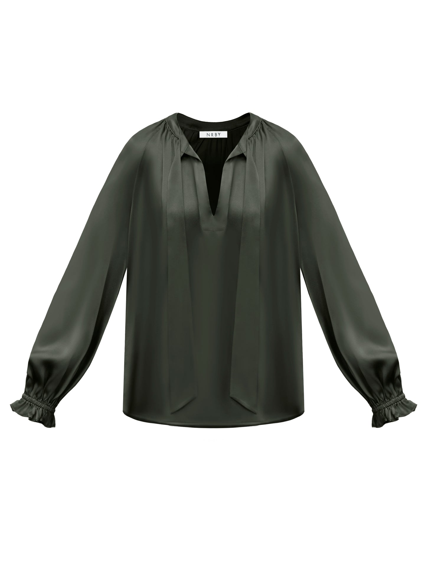 Teagan silk satin shirt - Khaki