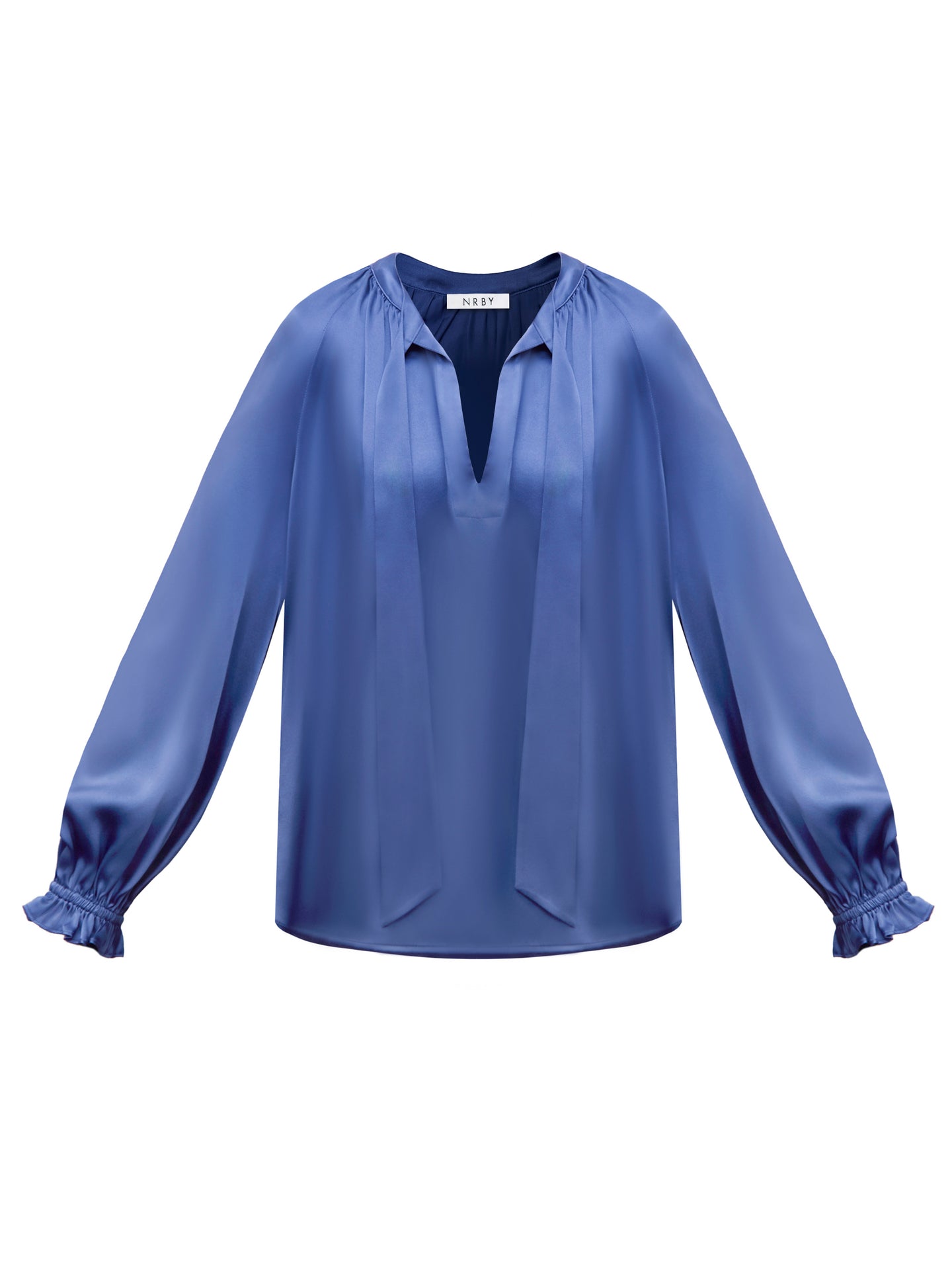 Teagan silk satin shirt - Cornflower Blue