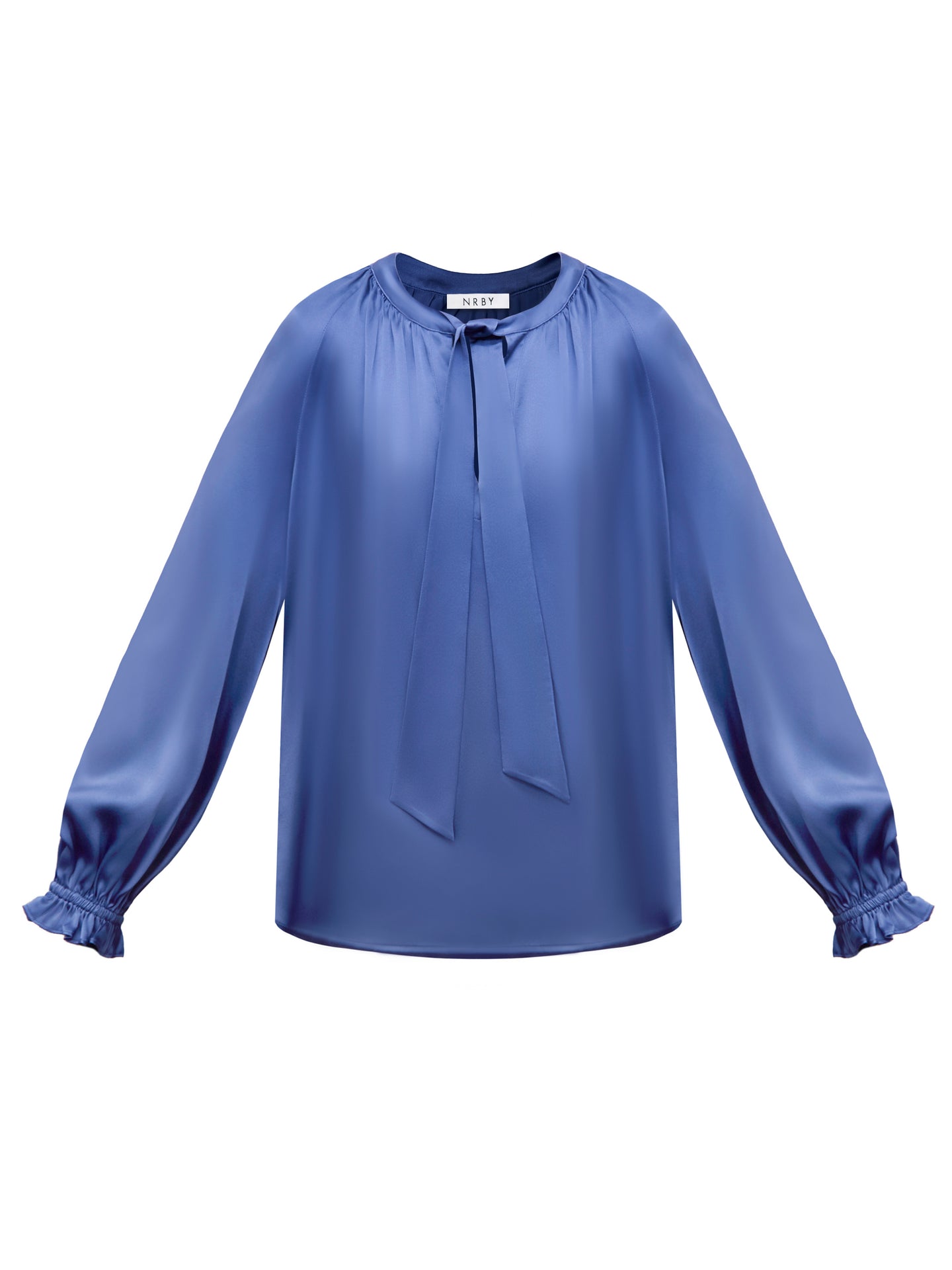Teagan silk satin shirt - Cornflower Blue