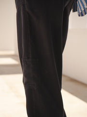 Thea tencel wide leg cargo pant - Navy