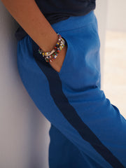 Thea linen side stripe trouser - Blue / Navy | NRBY Clothing