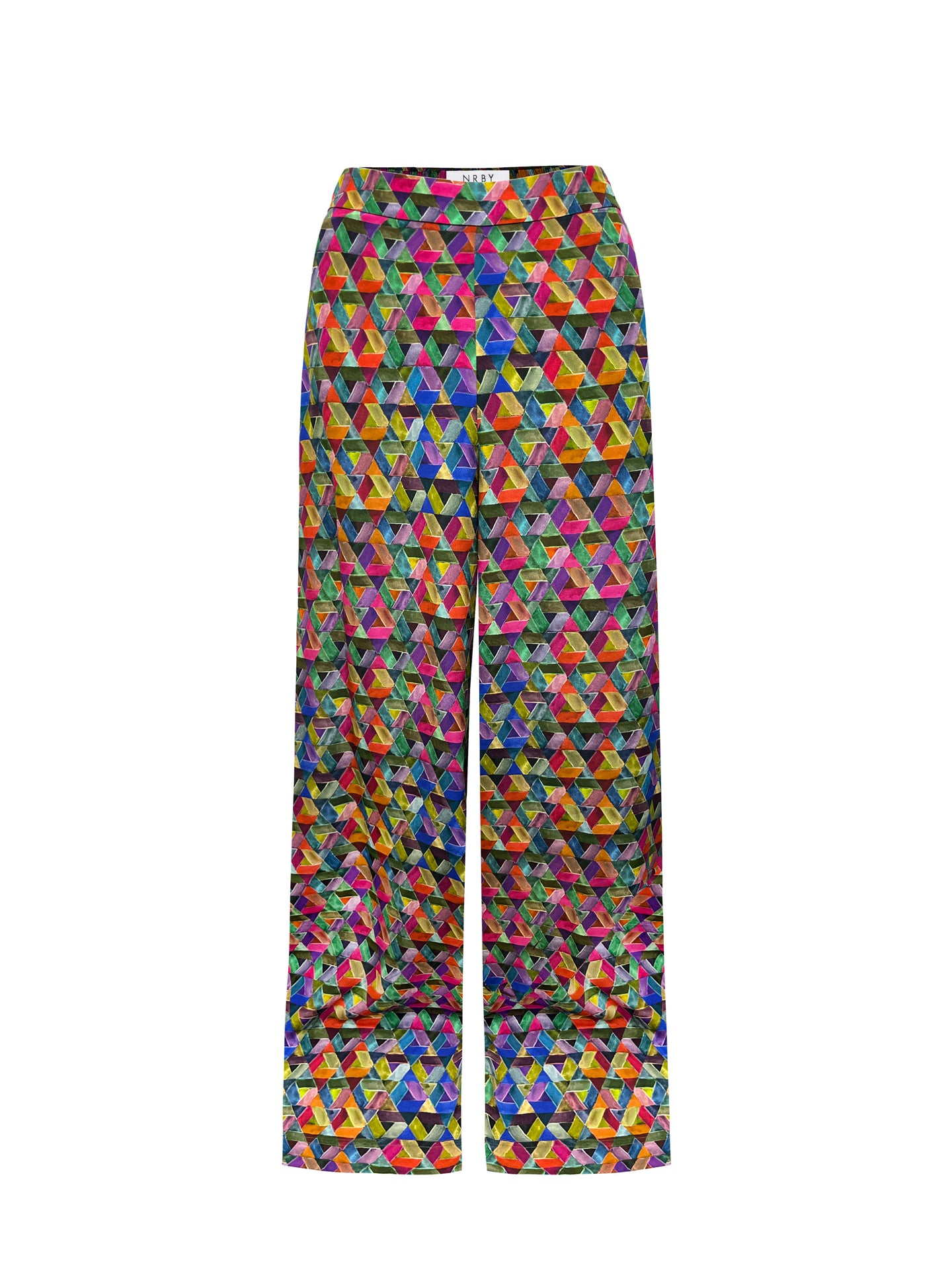 Thea silk watercolour diamond trousers