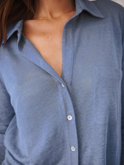 Tommy linen jersey shirt - Cornflower Blue | NRBY Clothing