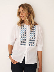 Lisbon cotton embroidered shirt - White | NRBY Clothing