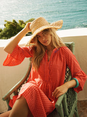 Lillibet cotton embroidered gingham dress | NRBY Clothing