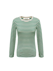 Billie cotton rib stripe t-shirt - Sea Green & Cream | NRBY Clothing