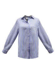 Winona cotton linen stripe shirt - Provence Blue | NRBY Clothing