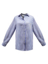 Winona cotton linen stripe shirt - Provence Blue