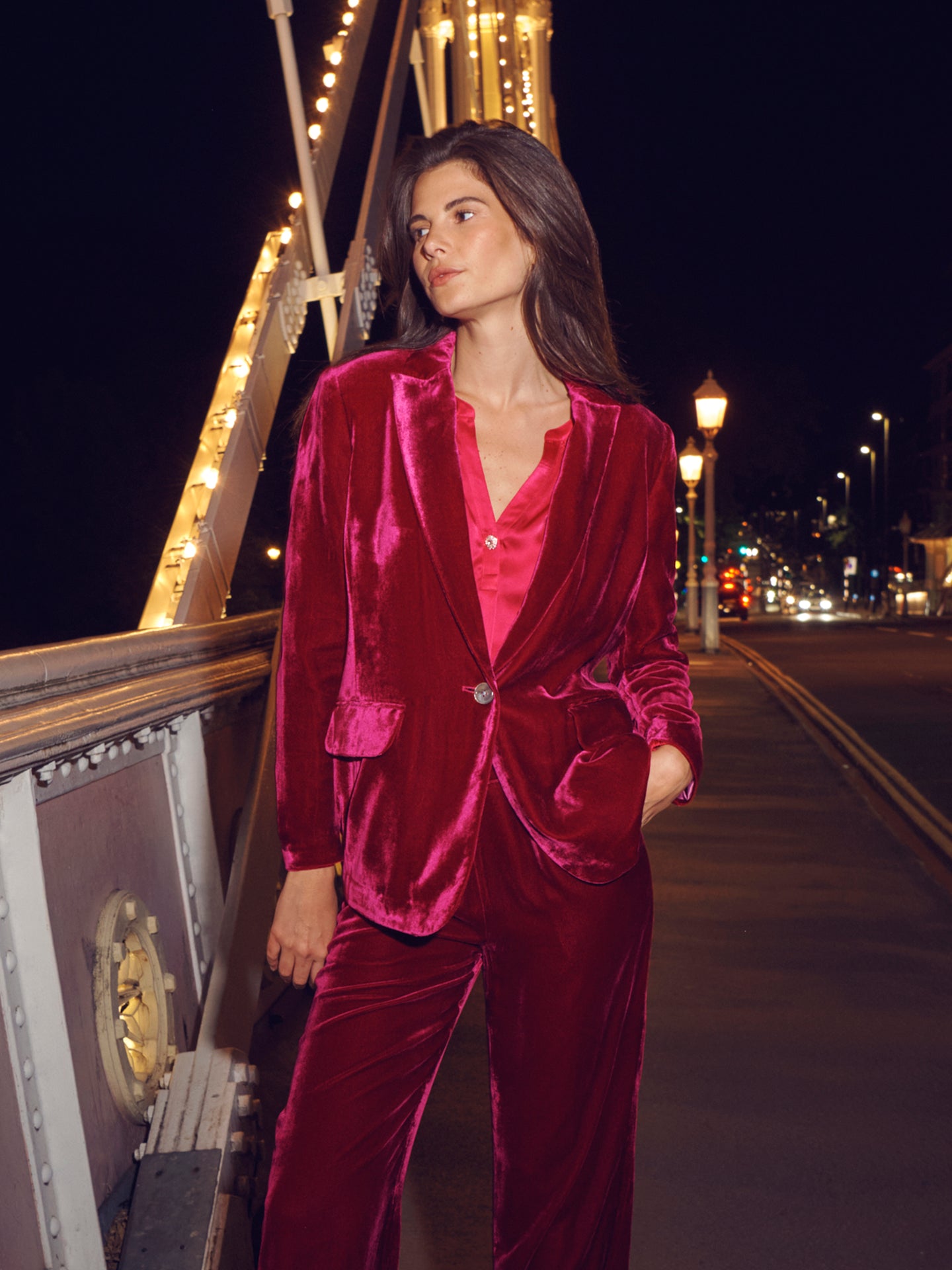 Audrey Swing Coat - One Of A Kind - Regal red luxe velvet – Eloise the label
