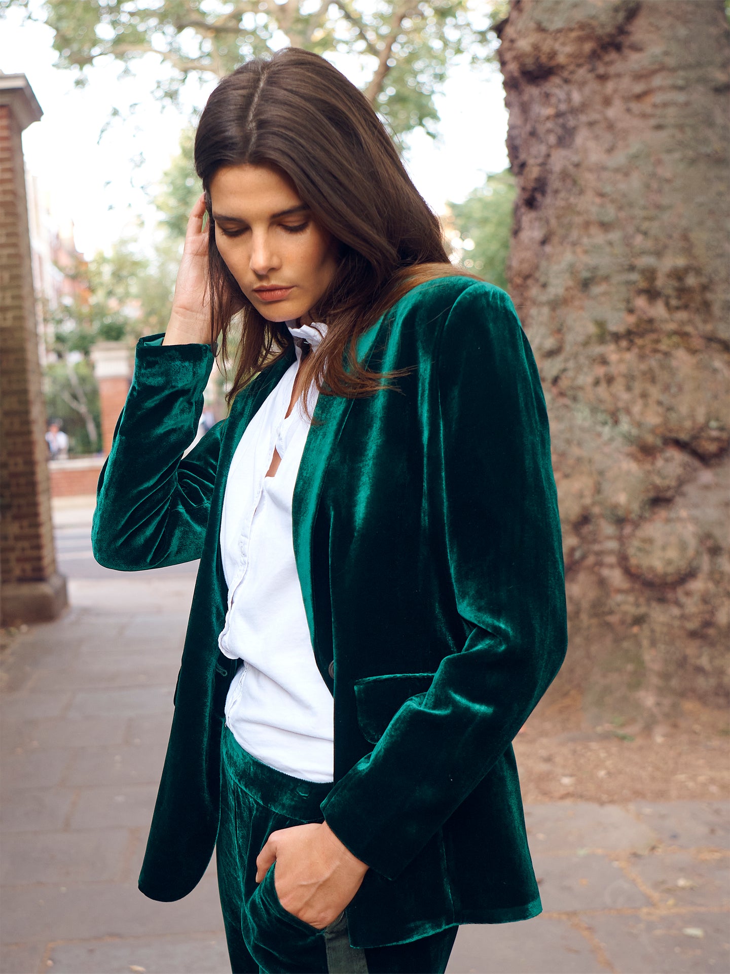 New May silk blend velvet Jacket - Forest