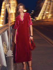 Tatiana velvet maxi dress - Hot Pink