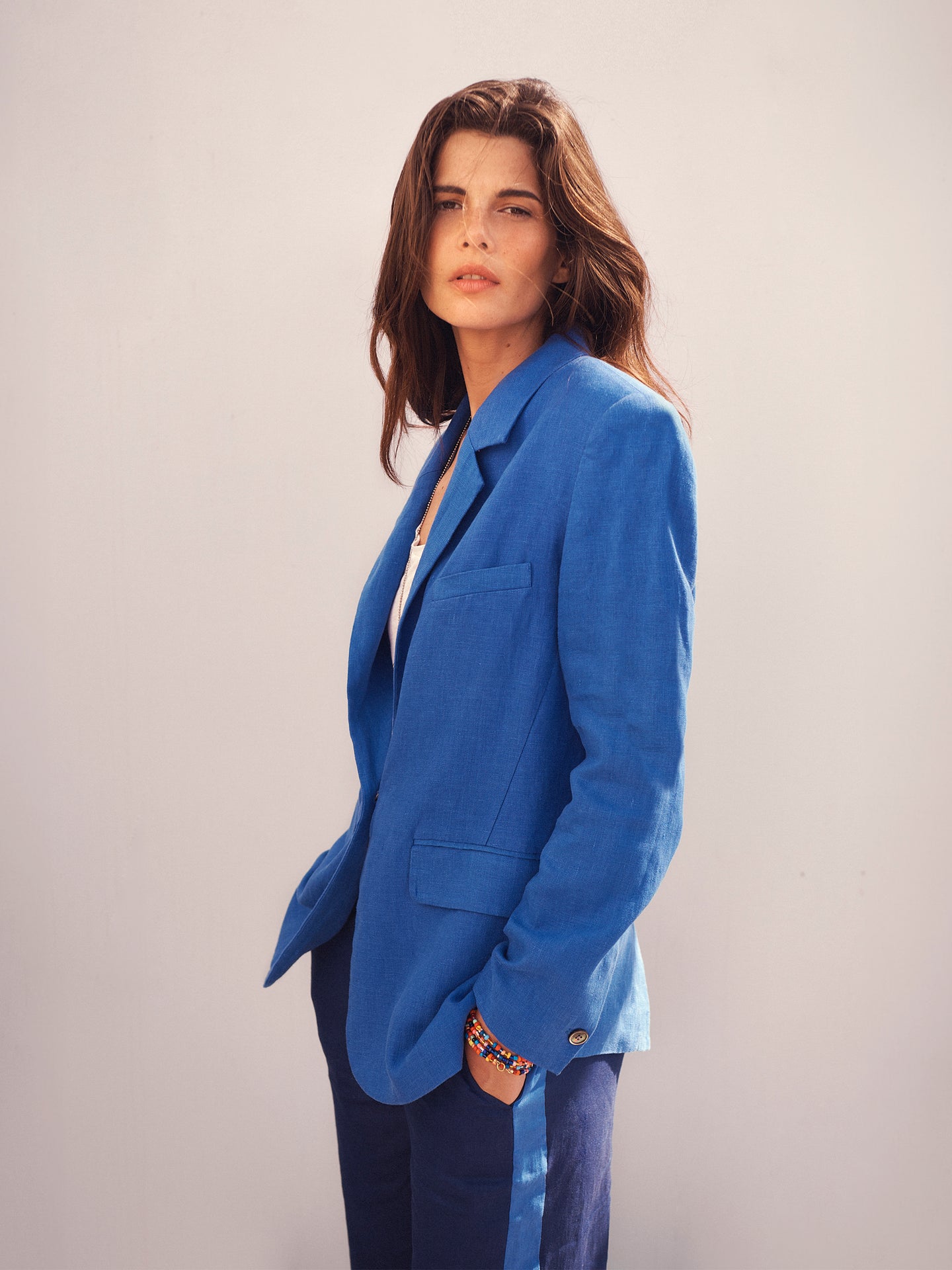 Bryony linen jacket - Bright Blue