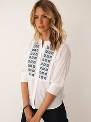 Lisbon cotton embroidered shirt - White | NRBY Clothing