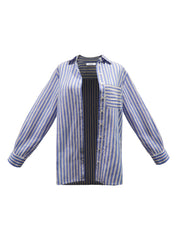 Winona cotton linen stripe shirt - Provence Blue | NRBY Clothing