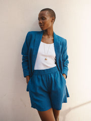 Poppie linen pull on short - Indigo Blue | NRBY Clothing