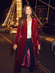Odette silk blend velvet opera coat - Hot Pink