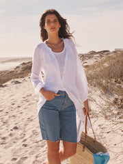 Mira gauze linen button down dress - White | NRBY Clothing