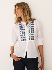 Lisbon cotton embroidered shirt - White | NRBY Clothing