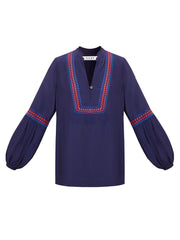 Vaila embroidered top - Navy