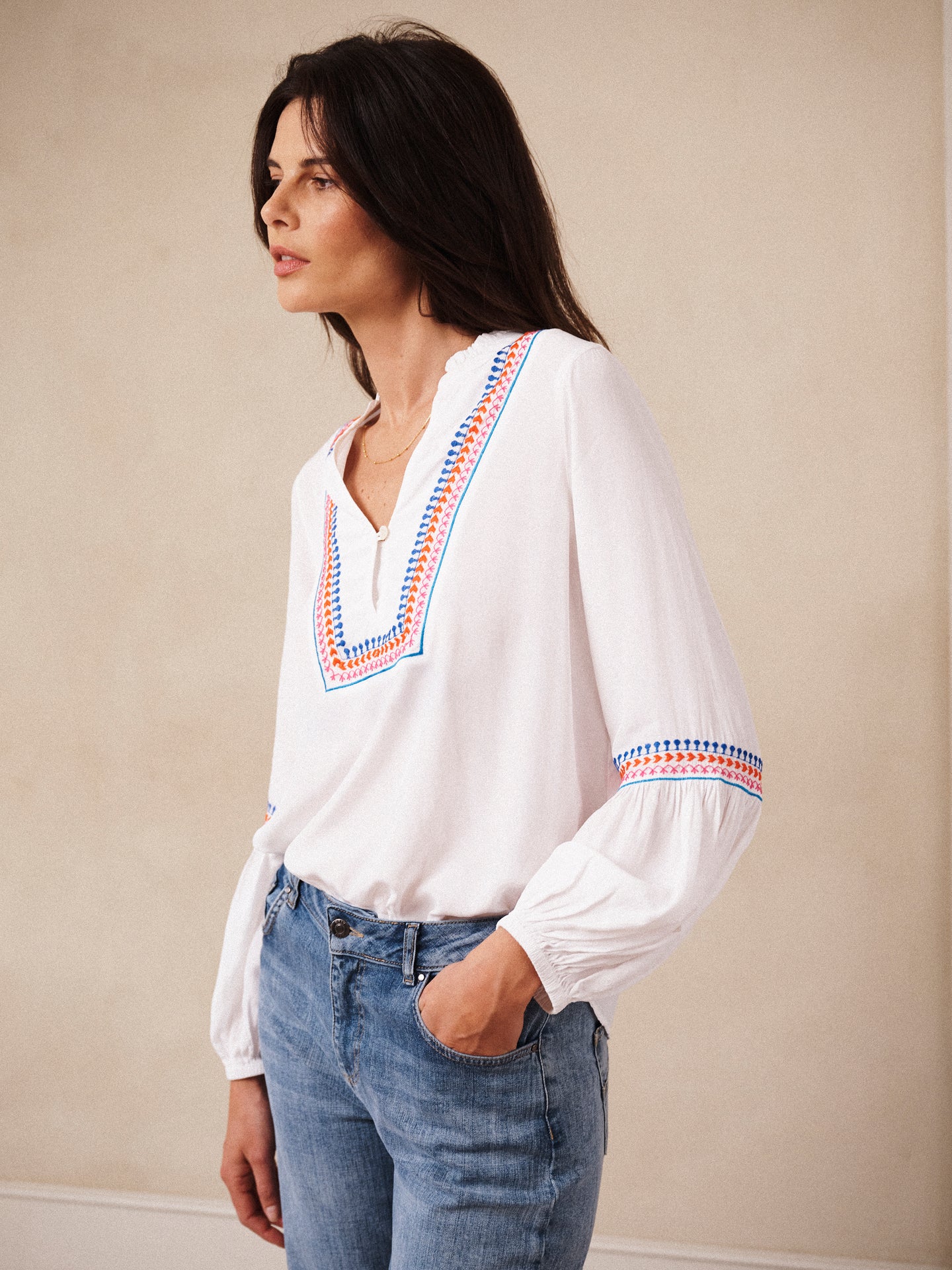 Vaila embroidered top - White