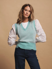 Vee cashmere tank - Aqua