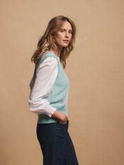 Vee cashmere tank - Aqua