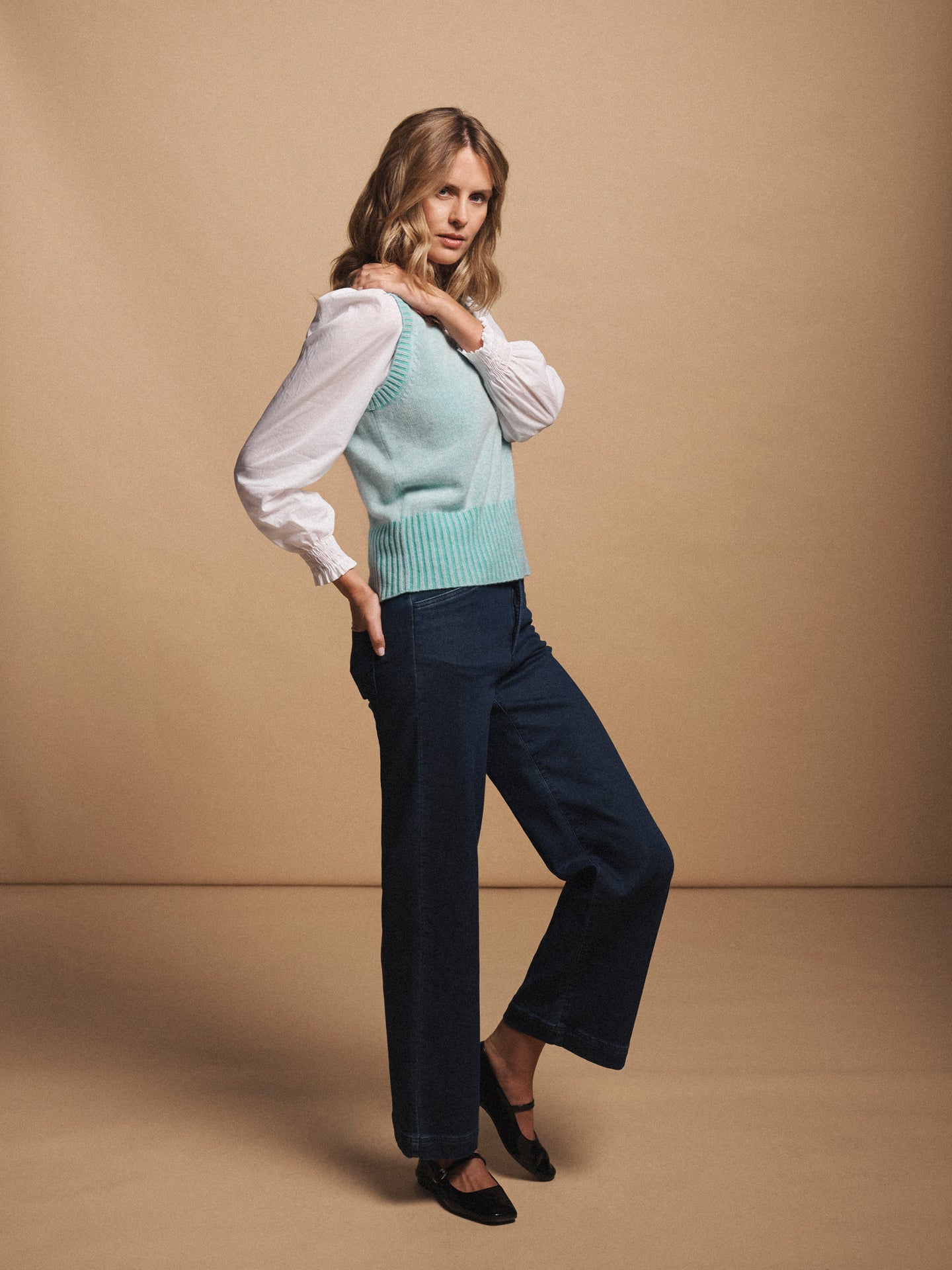 Vee cashmere tank - Aqua