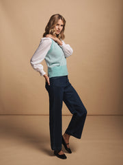 Vee cashmere tank - Aqua