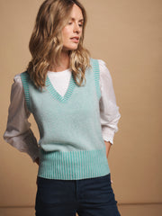 Vee cashmere tank - Aqua
