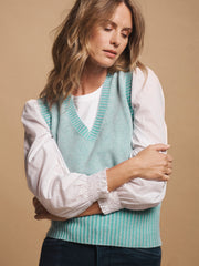 Vee cashmere tank - Aqua