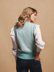 Vee cashmere tank - Aqua