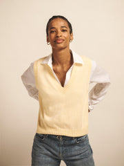 Vee cashmere tank - Buttermilk Yellow