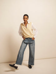 Vee cashmere tank - Buttermilk Yellow