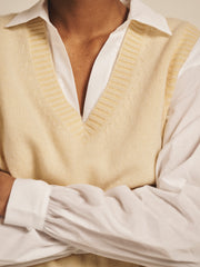 Vee cashmere tank - Buttermilk Yellow