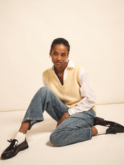 Vee cashmere tank - Buttermilk Yellow