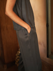 Thea satin trouser - Khaki