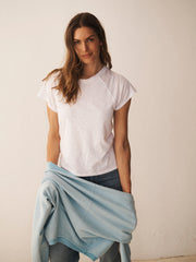 Wanda cotton & linen crew neck t-shirt - White