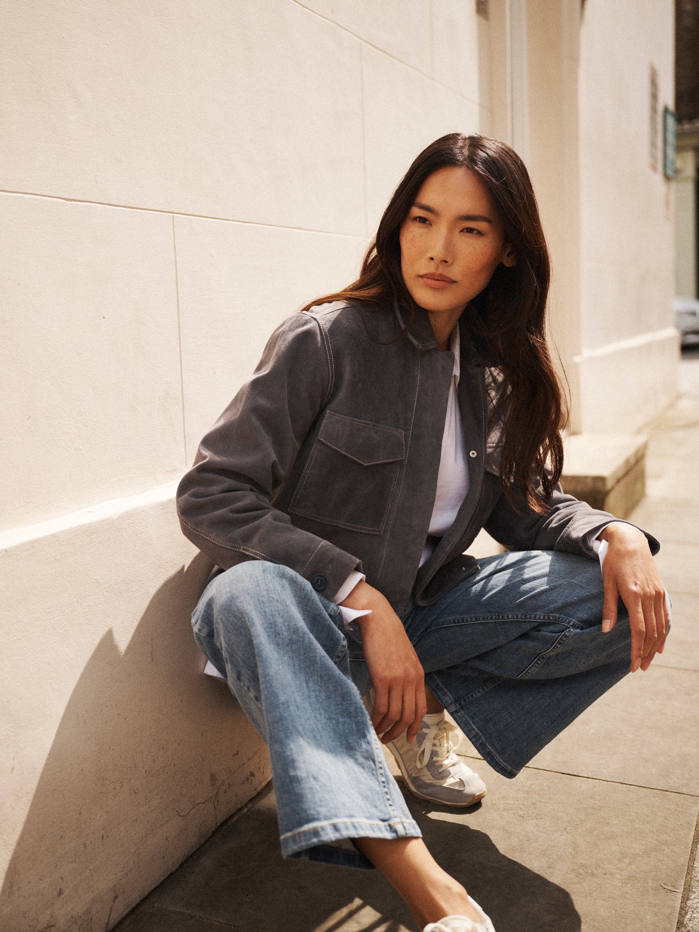 Villette suede jacket - Dusty Blue