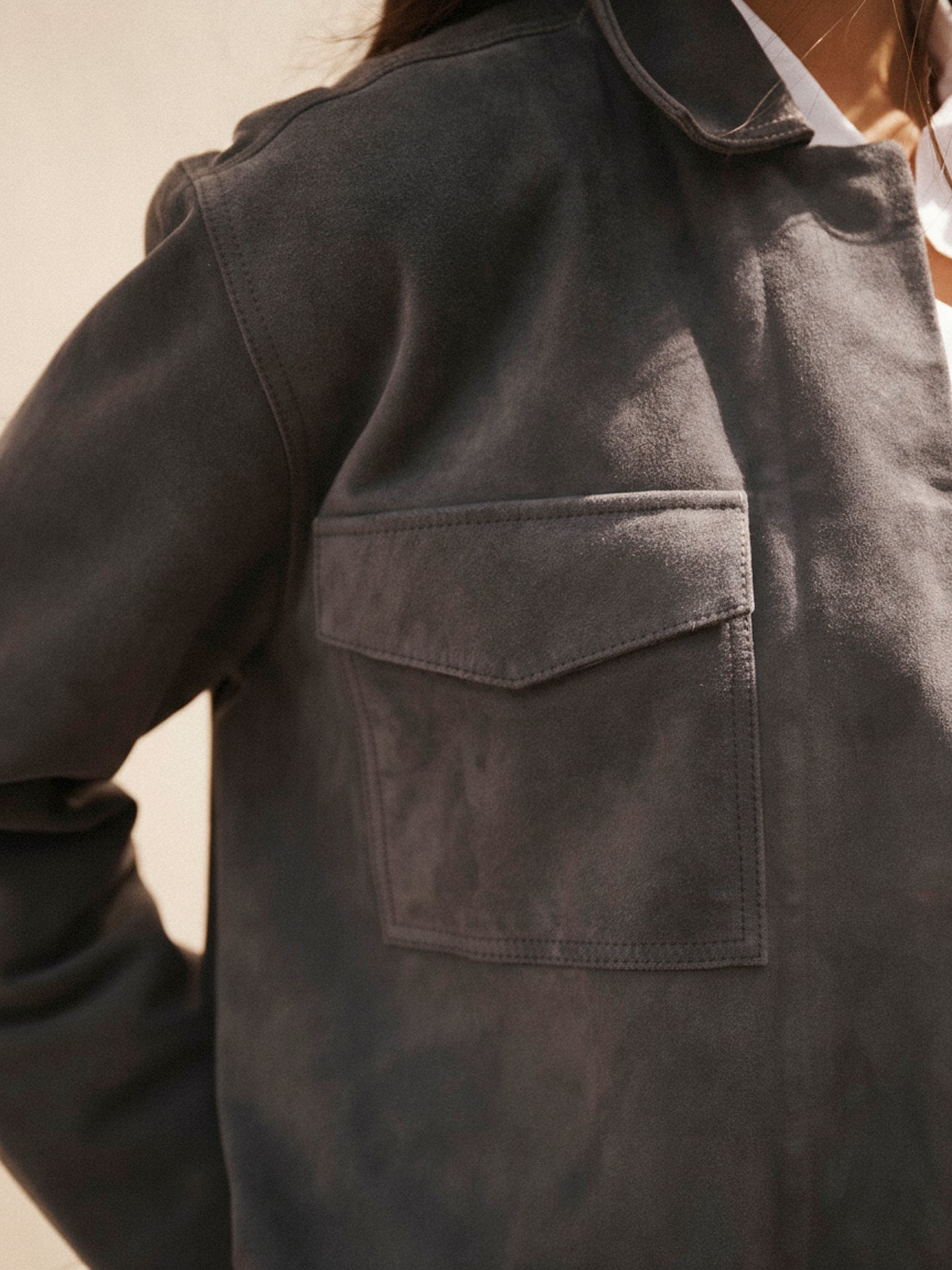 Villette suede jacket - Dusty Blue