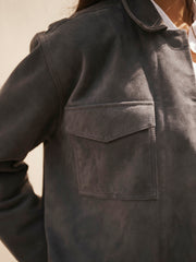 Villette suede jacket - Dusty Blue