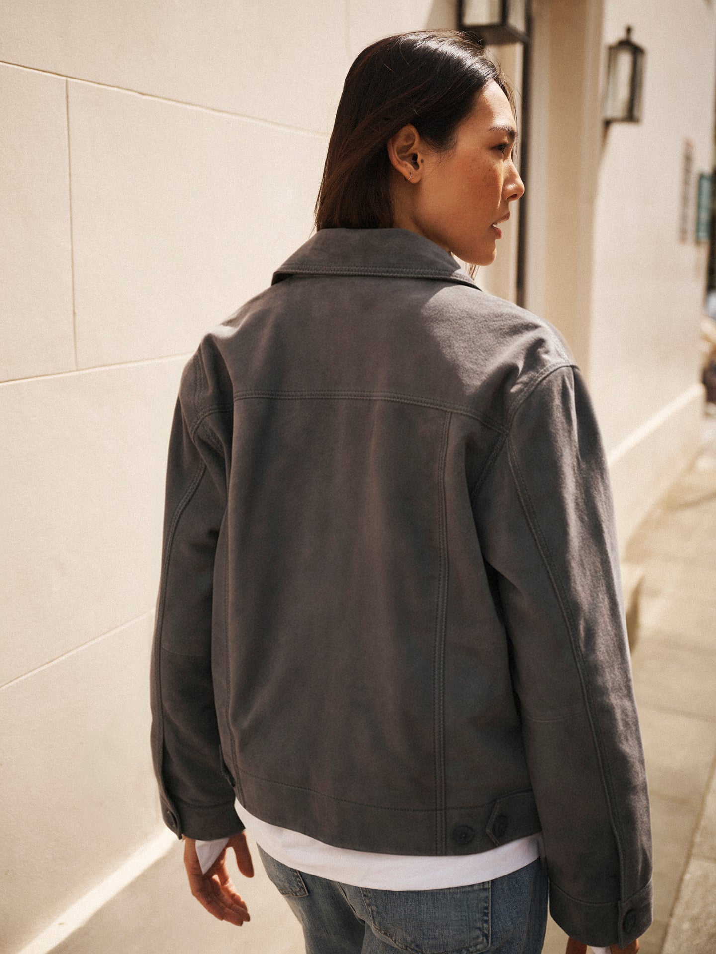 Villette suede jacket - Dusty Blue