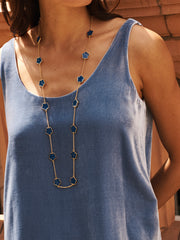 Blue Flower Long Necklace