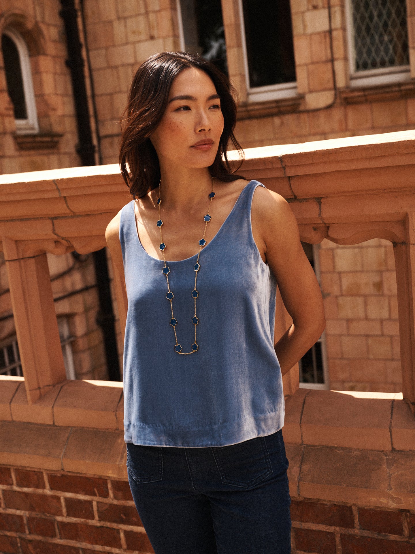 Violet silk blend velvet vest - Chambray