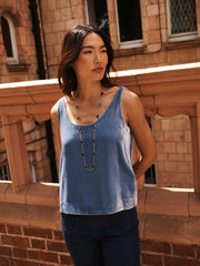 Violet silk blend velvet vest - Chambray