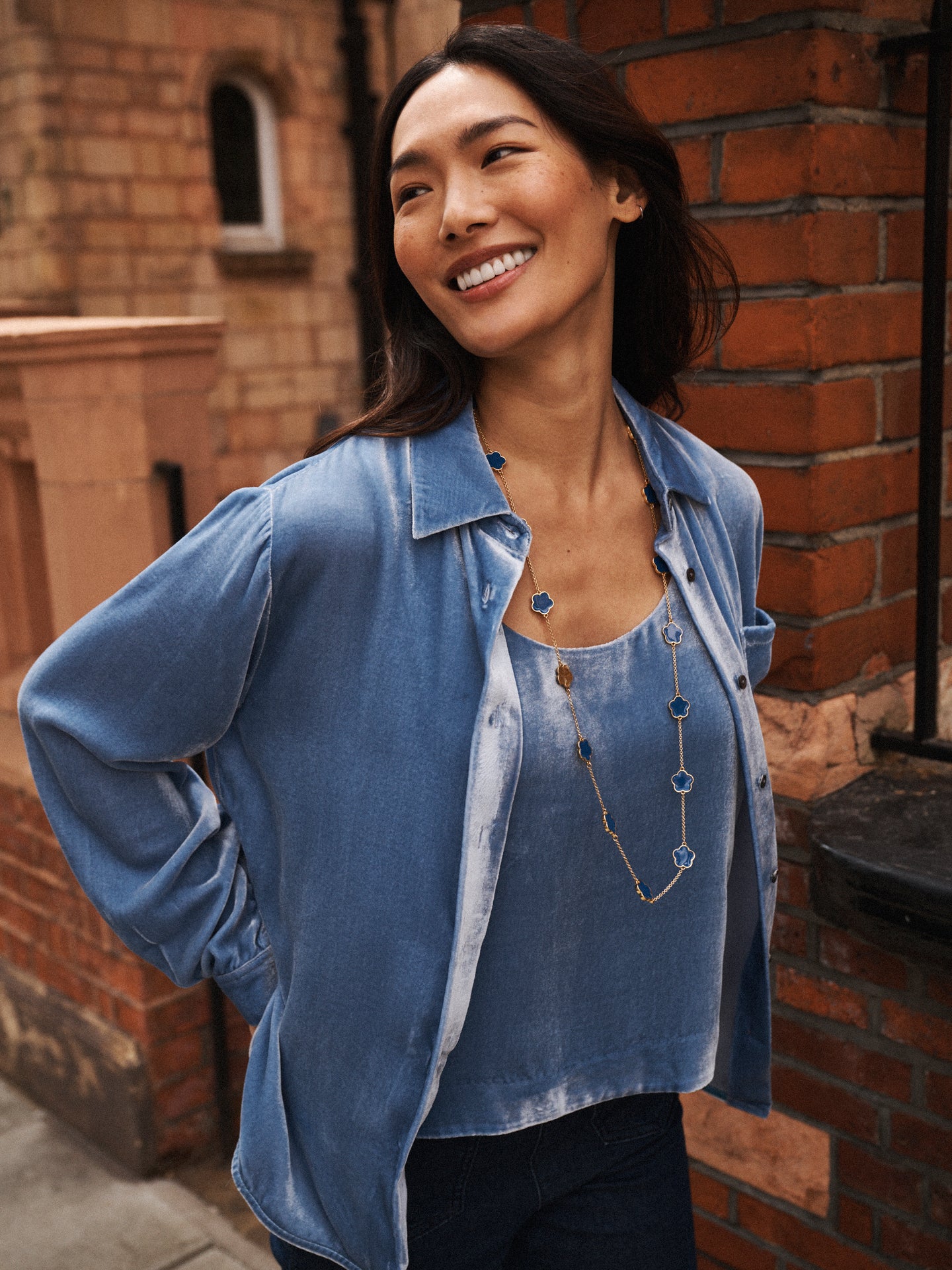 Violet silk blend velvet vest - Chambray