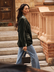 New May silk blend velvet jacket - Khaki