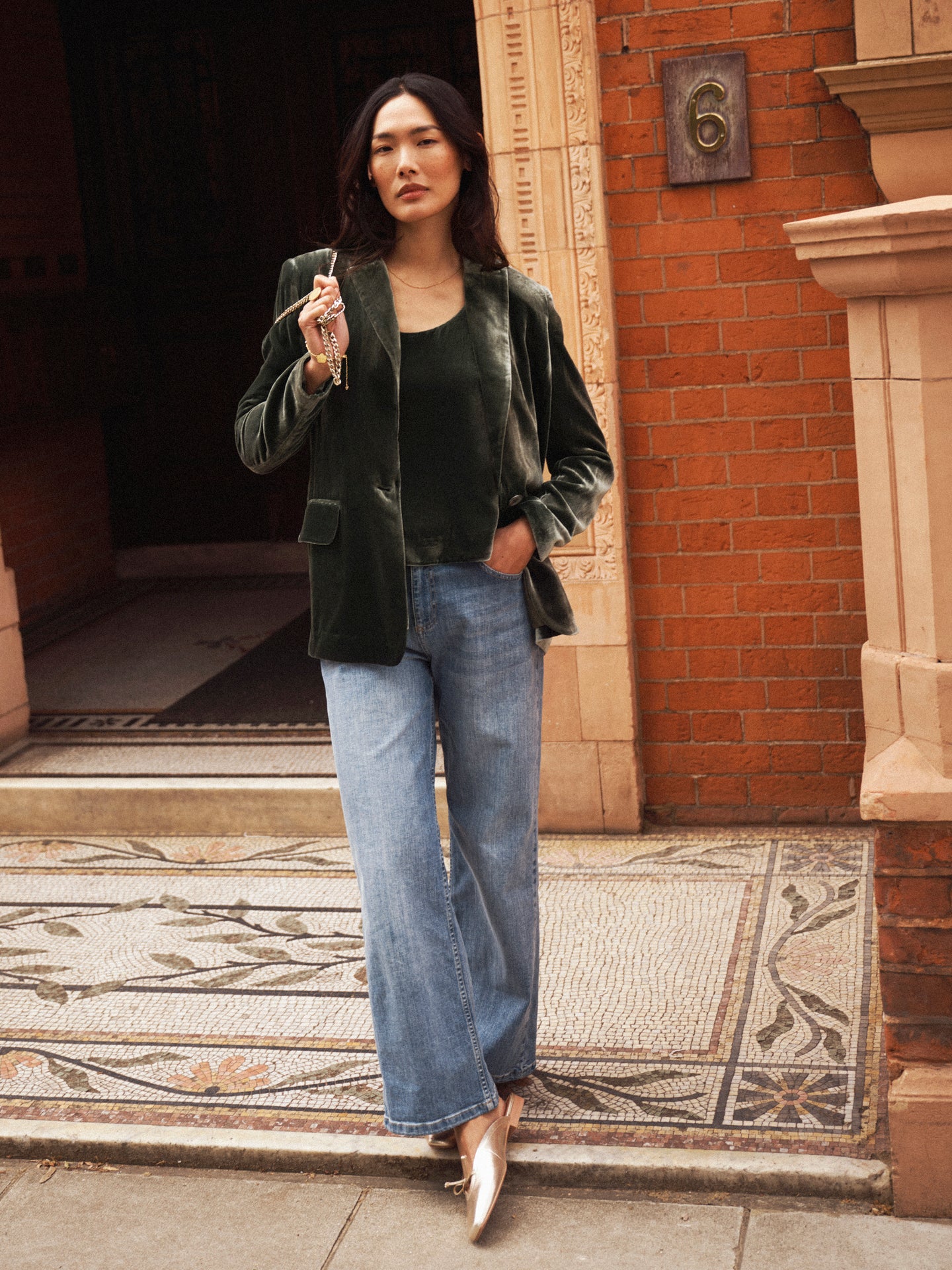 New May silk blend velvet jacket - Khaki