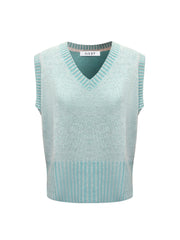 Vee cashmere tank - Aqua