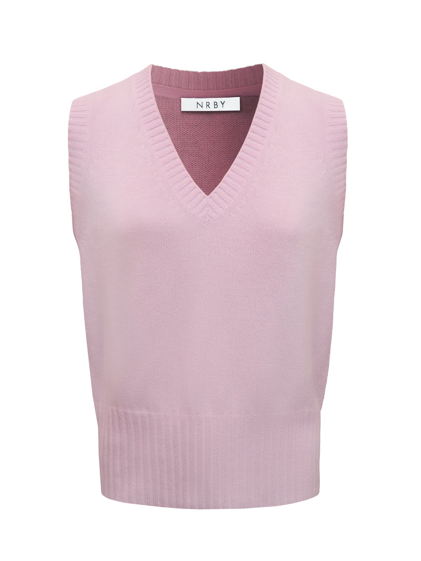 Vee neck cashmere tank - Soft Pink