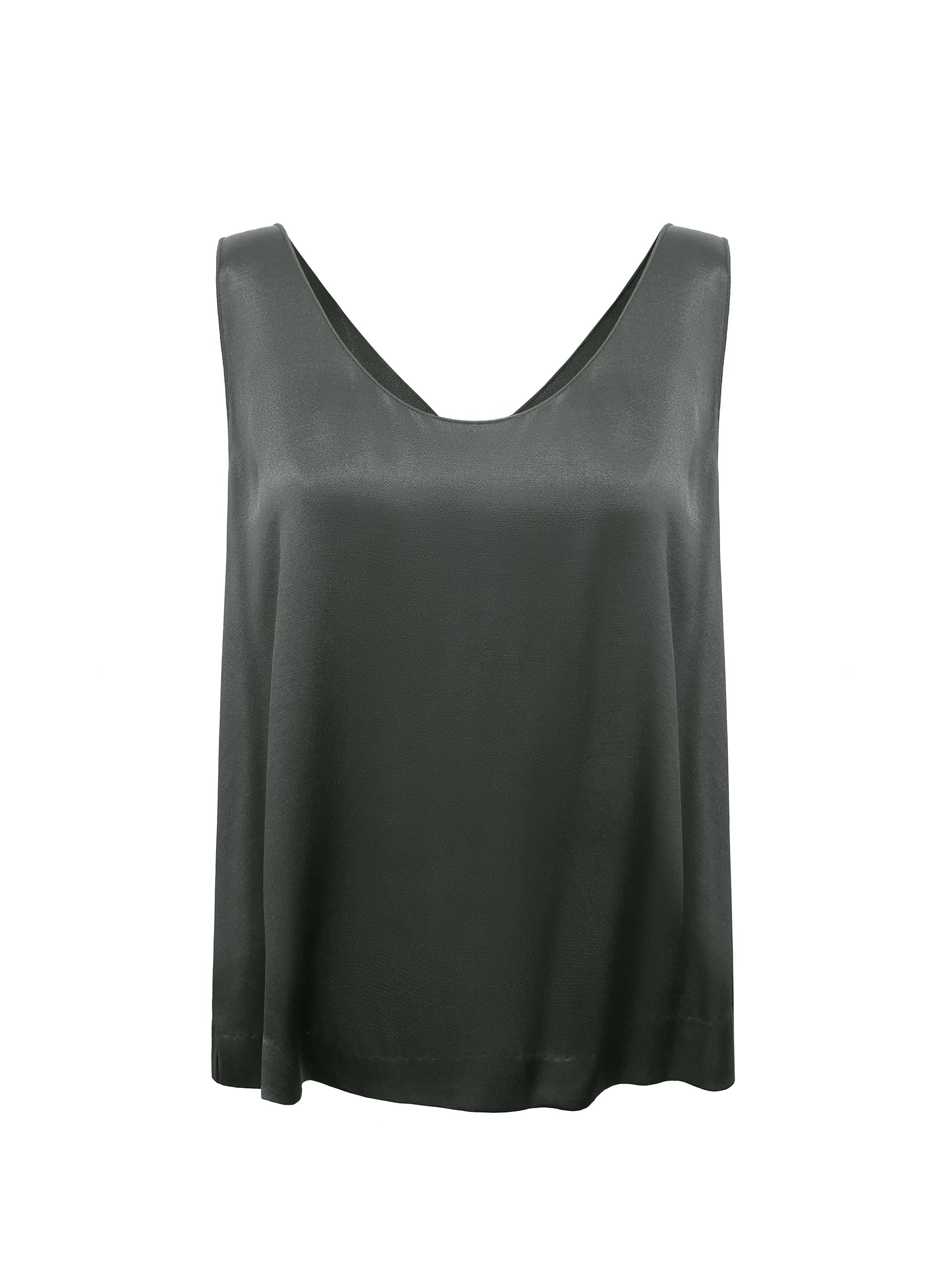 Verity Viscose Satin Vest in Khaki | NRBY Clothing